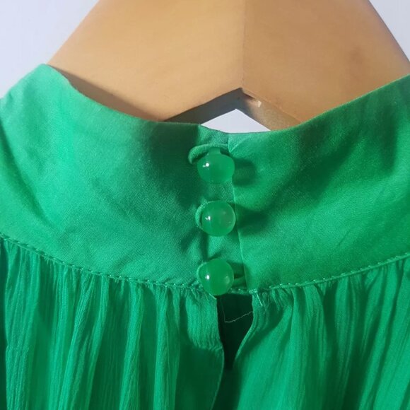 Zara Women 100% Silk Halter Neck Emerald Green Floral Detail A-Line Dress Size L - Picture 12 of 16